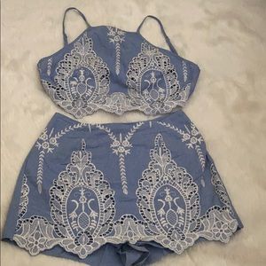 Forever 21 embroidered two piece set